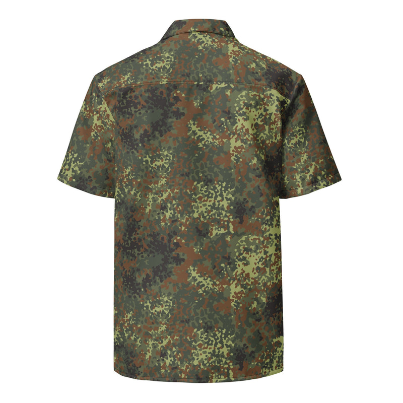 Flecktarn Bundeswehr Spring Woodland CAMO Unisex Short-Sleeve Button Shirt - Button-Up