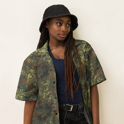 German Flecktarn Spring CAMO Unisex Short-Sleeve Button Shirt