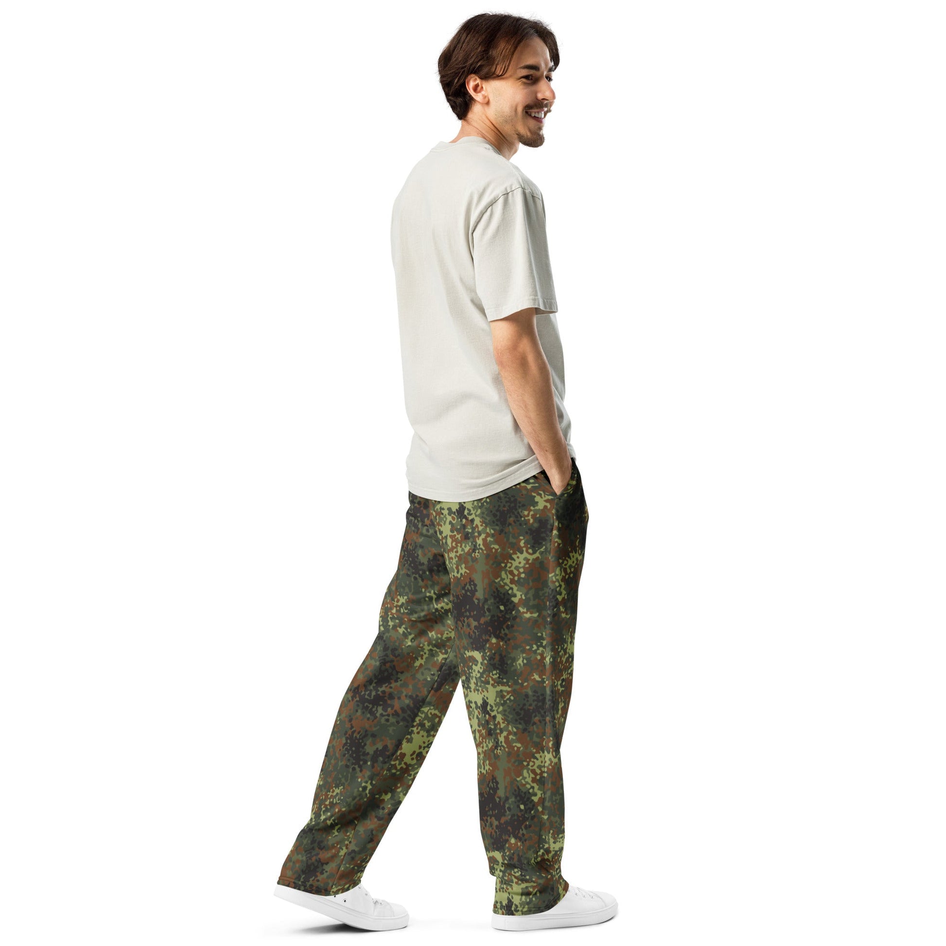 German Flecktarn Spring CAMO Unisex Wide-Leg Joggers