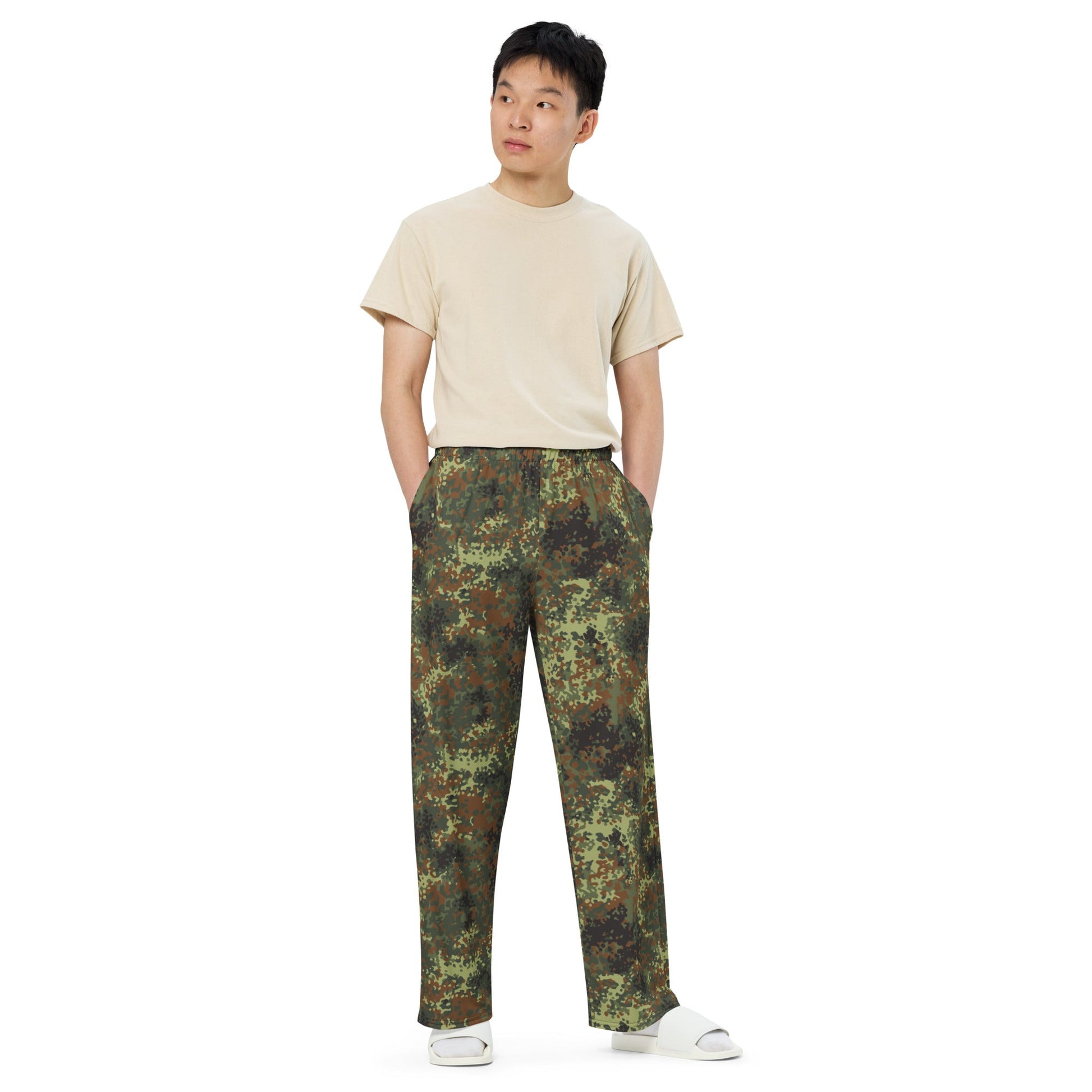 German Flecktarn Spring CAMO Unisex Wide-Leg Leisure Pants