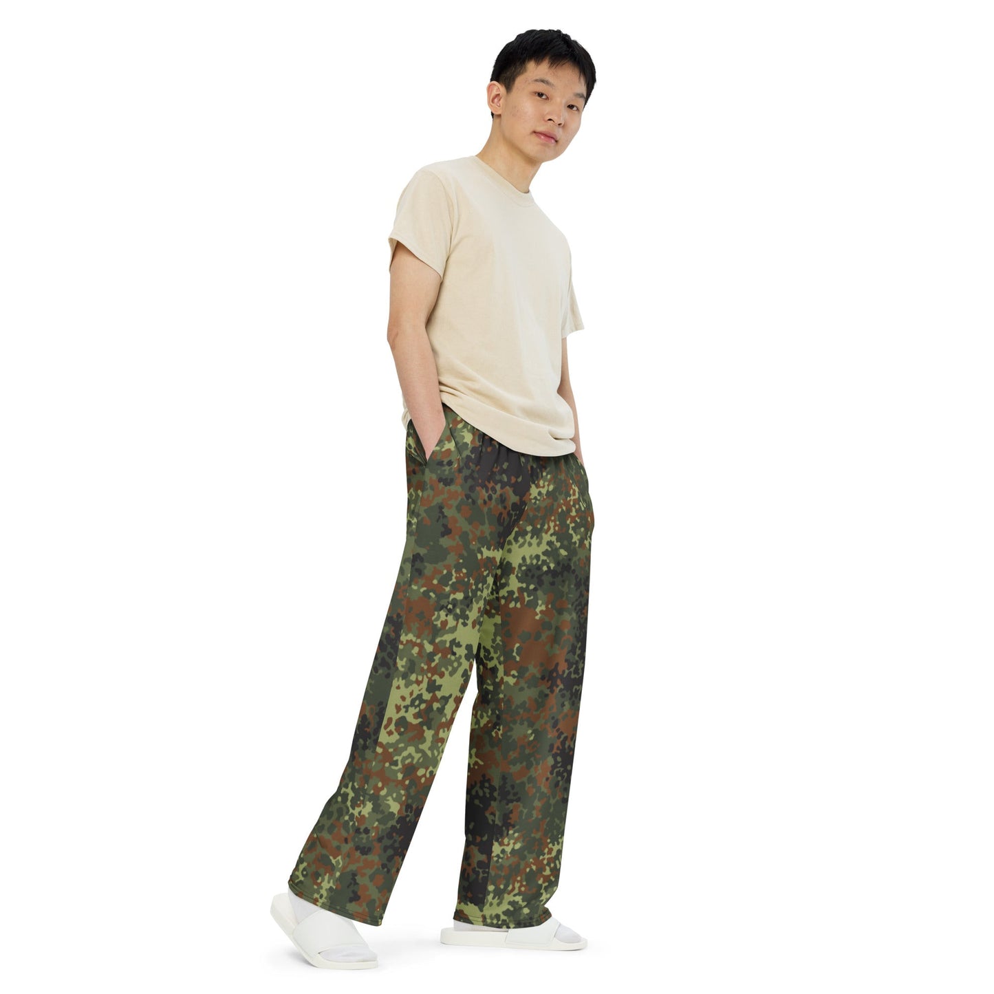 German Flecktarn Spring CAMO unisex wide leg pants Wide Pants