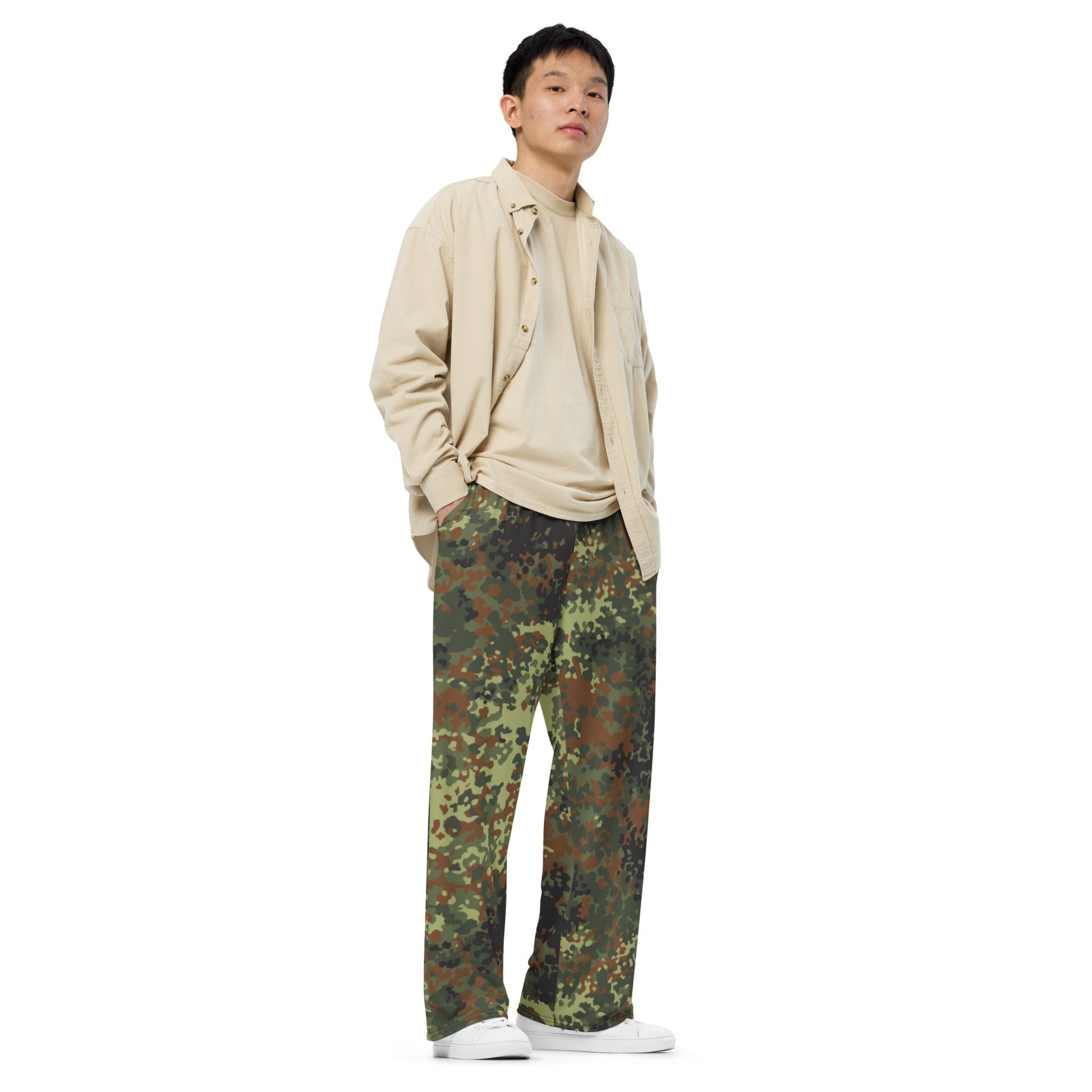 German Flecktarn Spring CAMO unisex wide leg pants Wide Pants