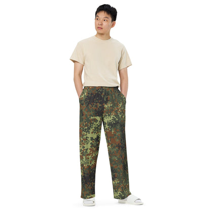 German Flecktarn Spring CAMO unisex wide leg pants Wide Pants