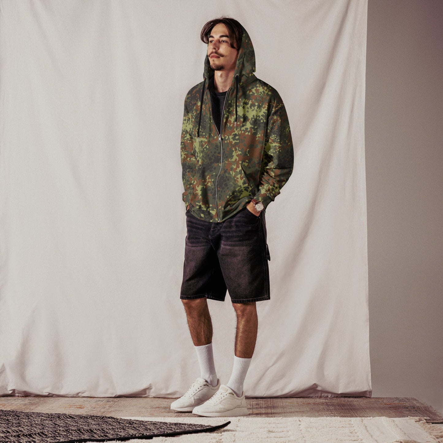 German Flecktarn Spring CAMO Unisex zip hoodie Zip Hoodies