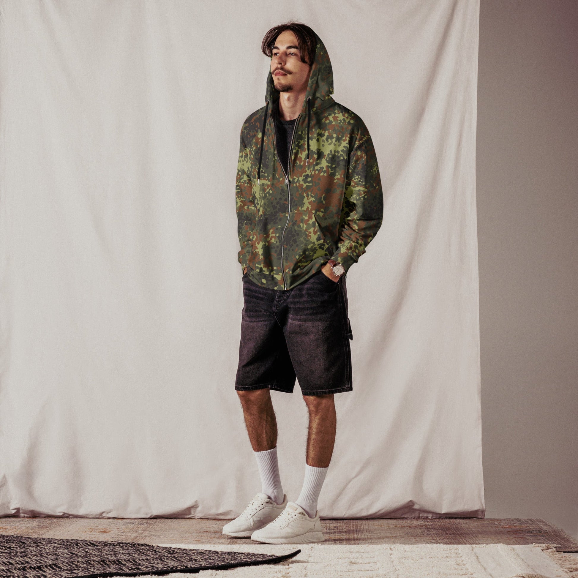 German Flecktarn Spring CAMO Unisex zip hoodie Zip Hoodies