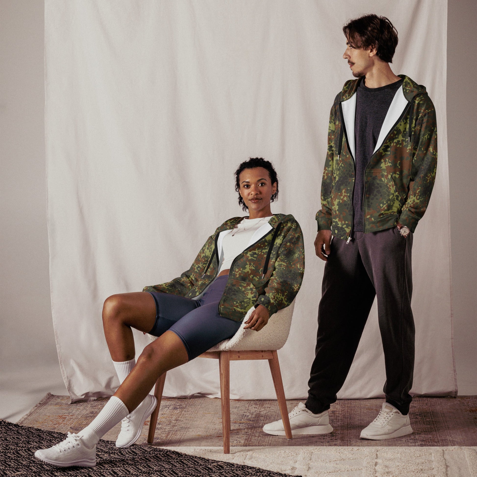 German Flecktarn Spring CAMO Unisex zip hoodie Zip Hoodies