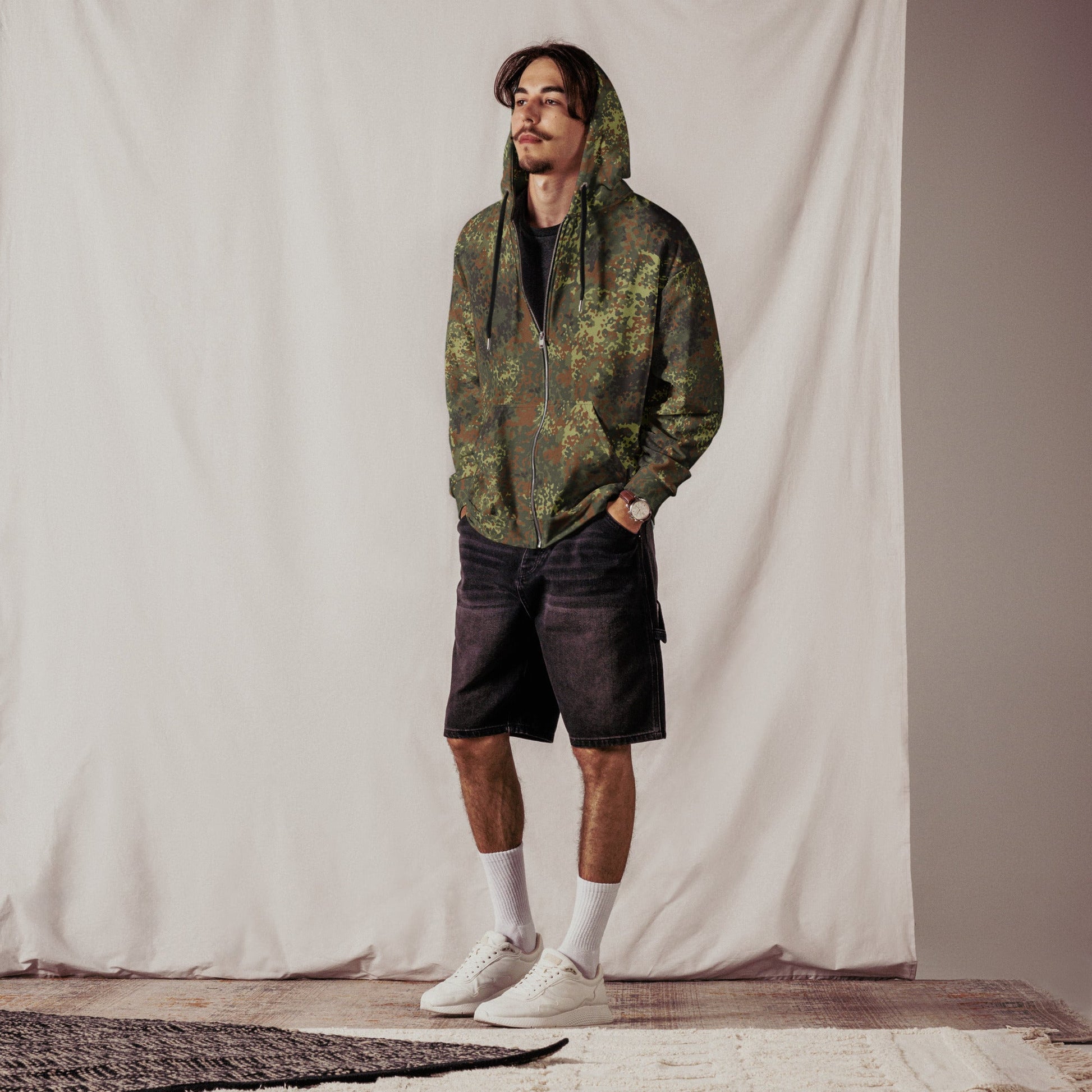 German Flecktarn Spring CAMO Unisex Zip Hoodie