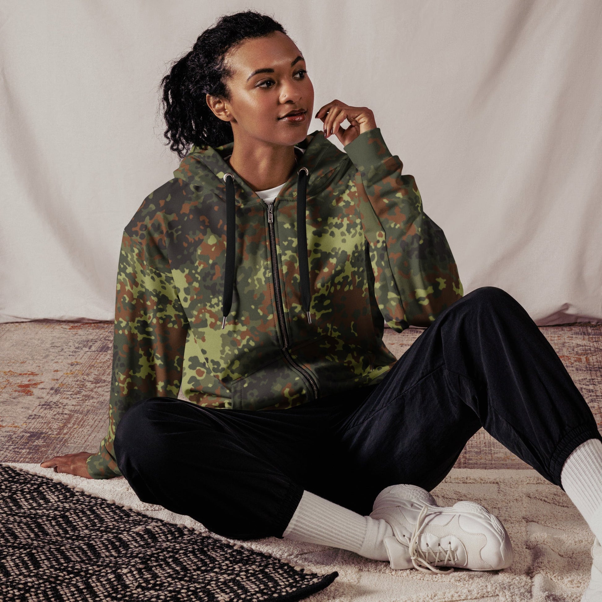 German Flecktarn Spring CAMO Unisex zip hoodie Zip Hoodies