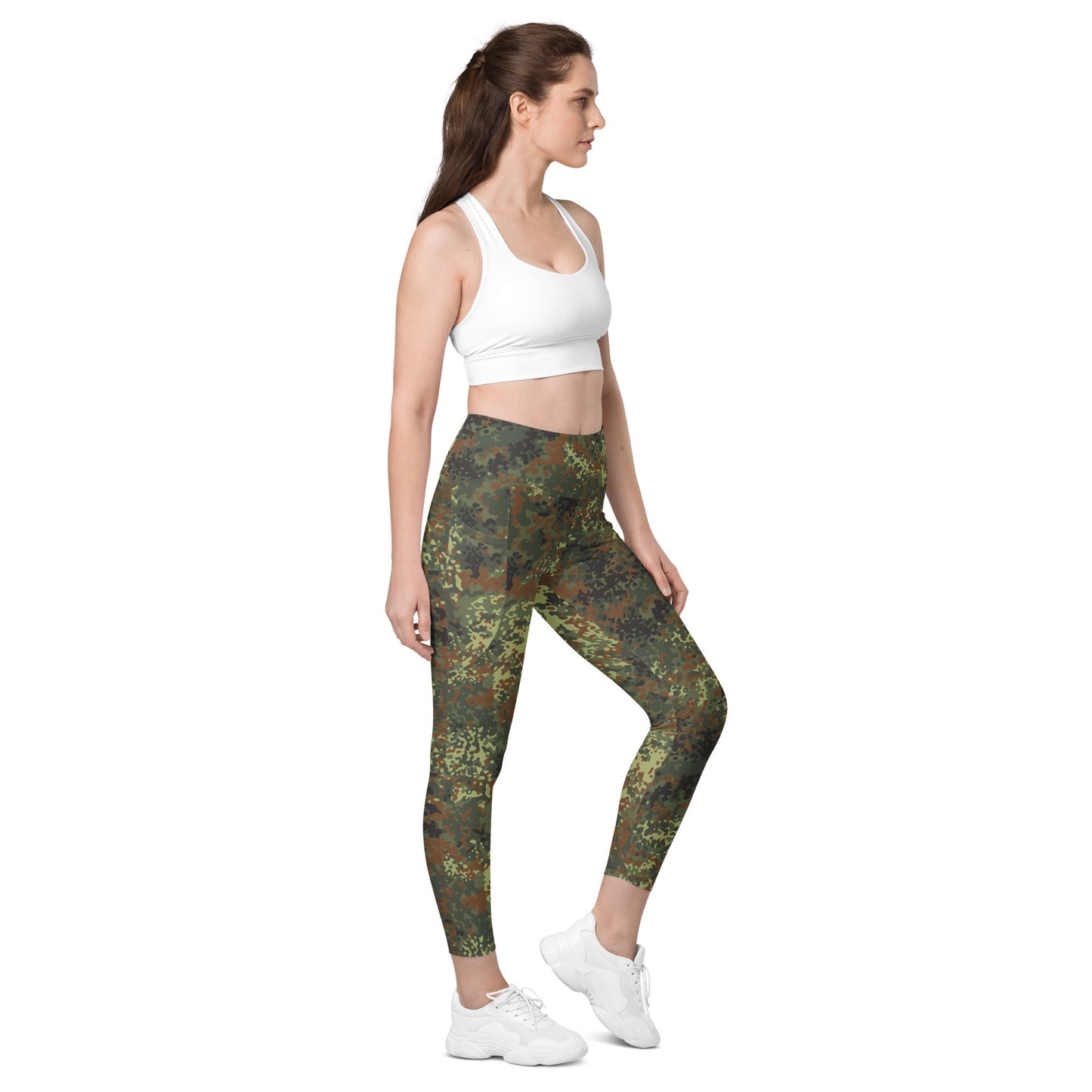 German Flecktarn Spring CAMO Womens Leggings with Pockets - 2XS