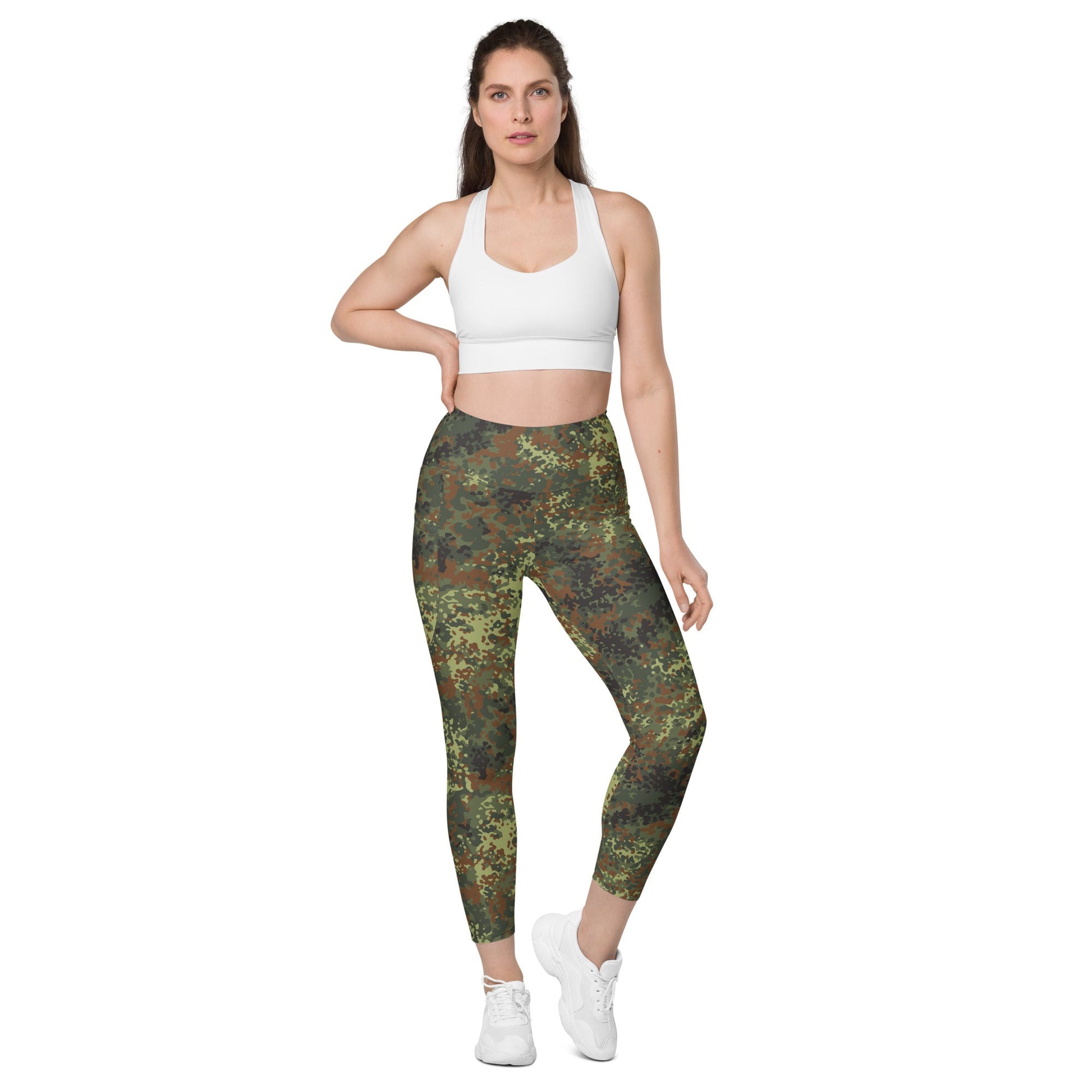 German Flecktarn Spring CAMO Womens Leggings with Pockets