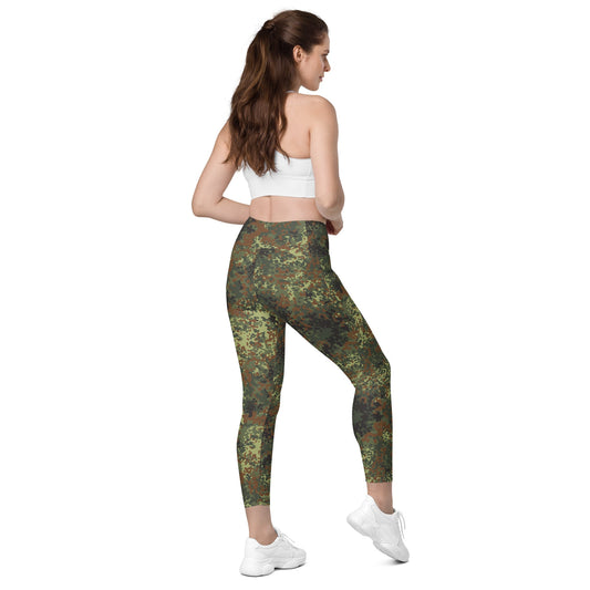 German Flecktarn Spring CAMO Womens Leggings with Pockets