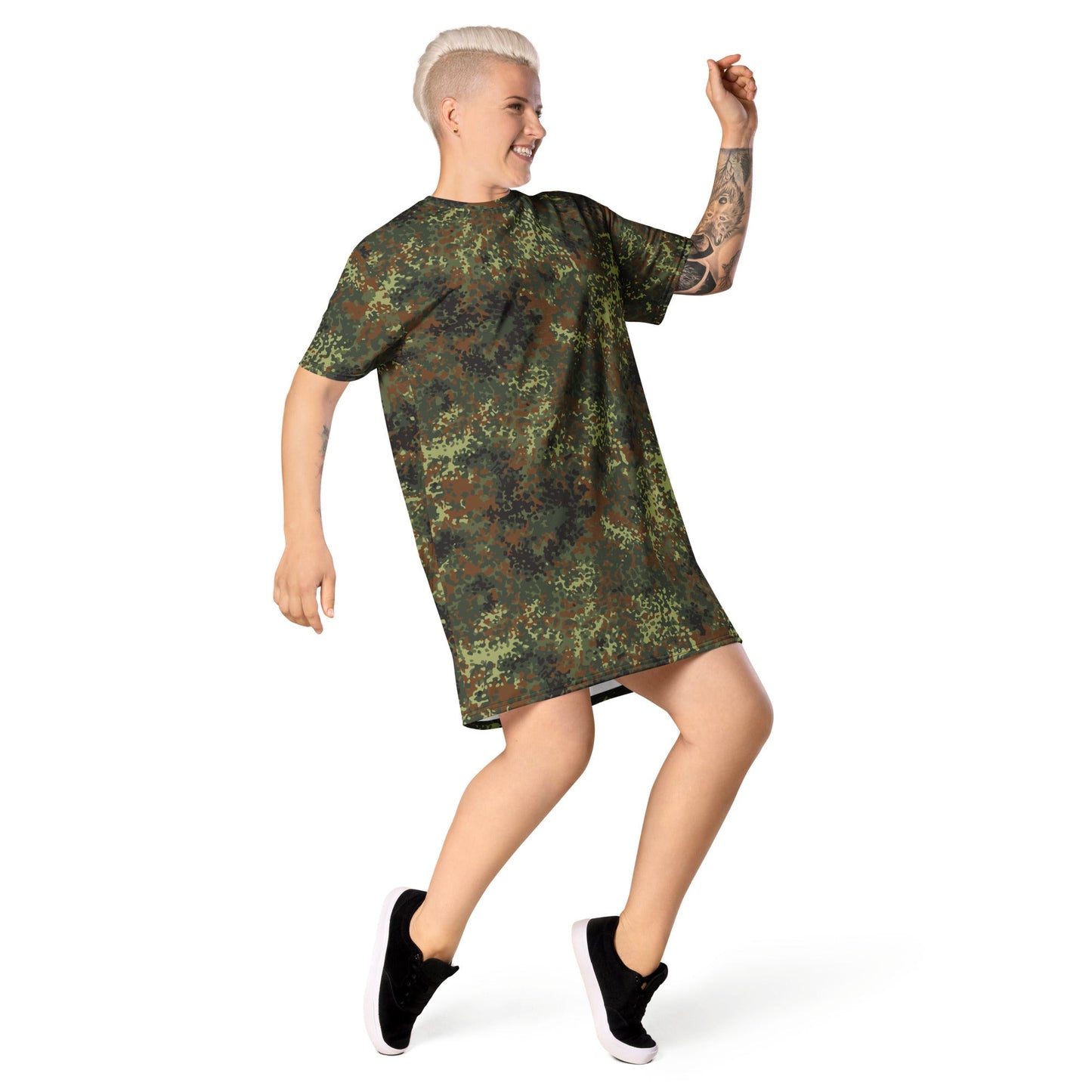 German Flecktarn Spring CAMO Womens T-Shirt Dress