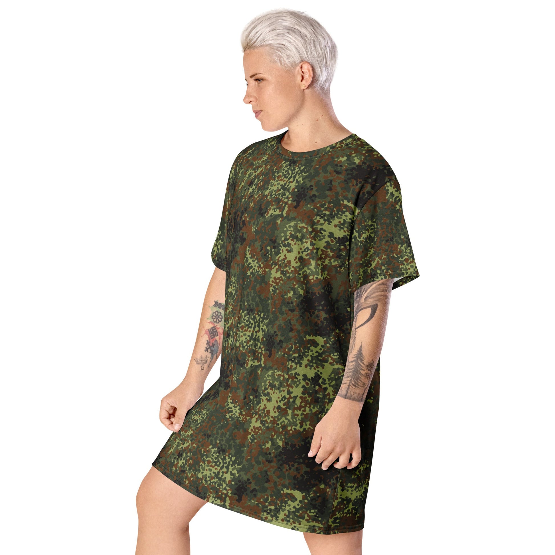 German Flecktarn Spring CAMO Womens T-Shirt Dress