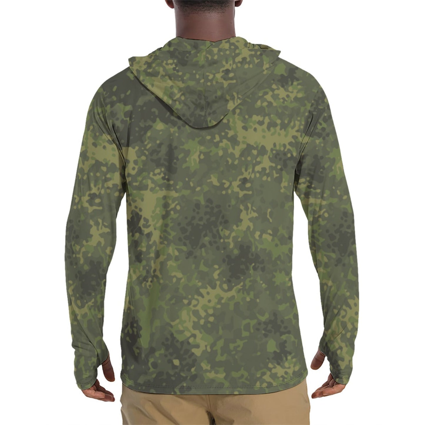 German Flecktarn Tropical CAMO Mens Sunscreen Sports Hoodie With Thumb Holes