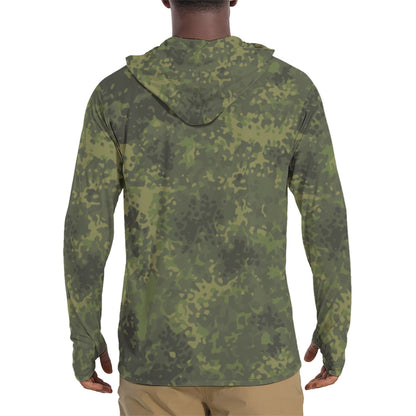 German Flecktarn Tropical CAMO Mens Sunscreen Sports Hoodie With Thumb Holes