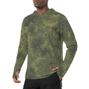 Flecktarn Bundeswehr Tropical CAMO Mens Sunscreen Sports Hoodie With Thumb Holes - S / White