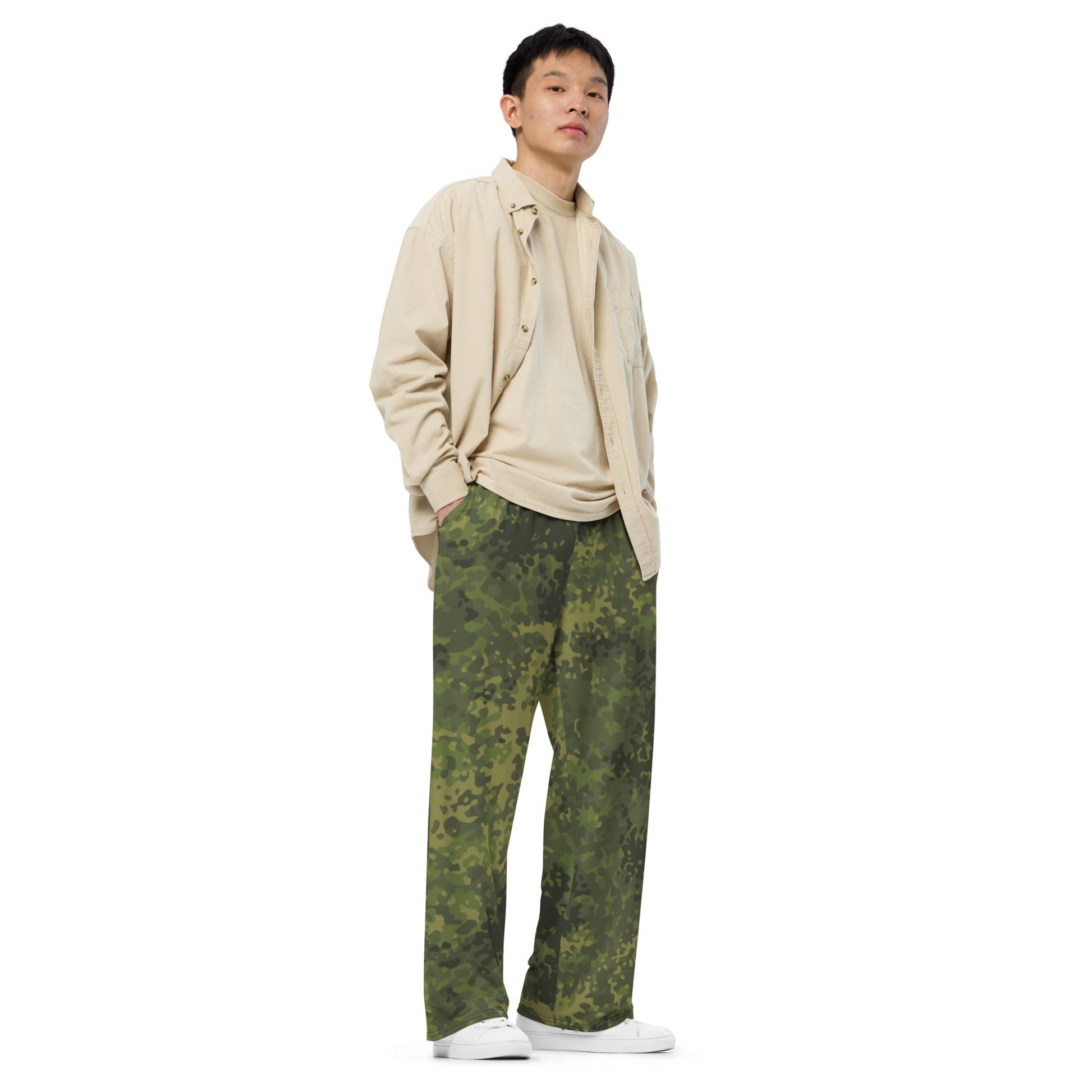 German Flecktarn Tropical CAMO Unisex Wide-Leg Leisure Pants