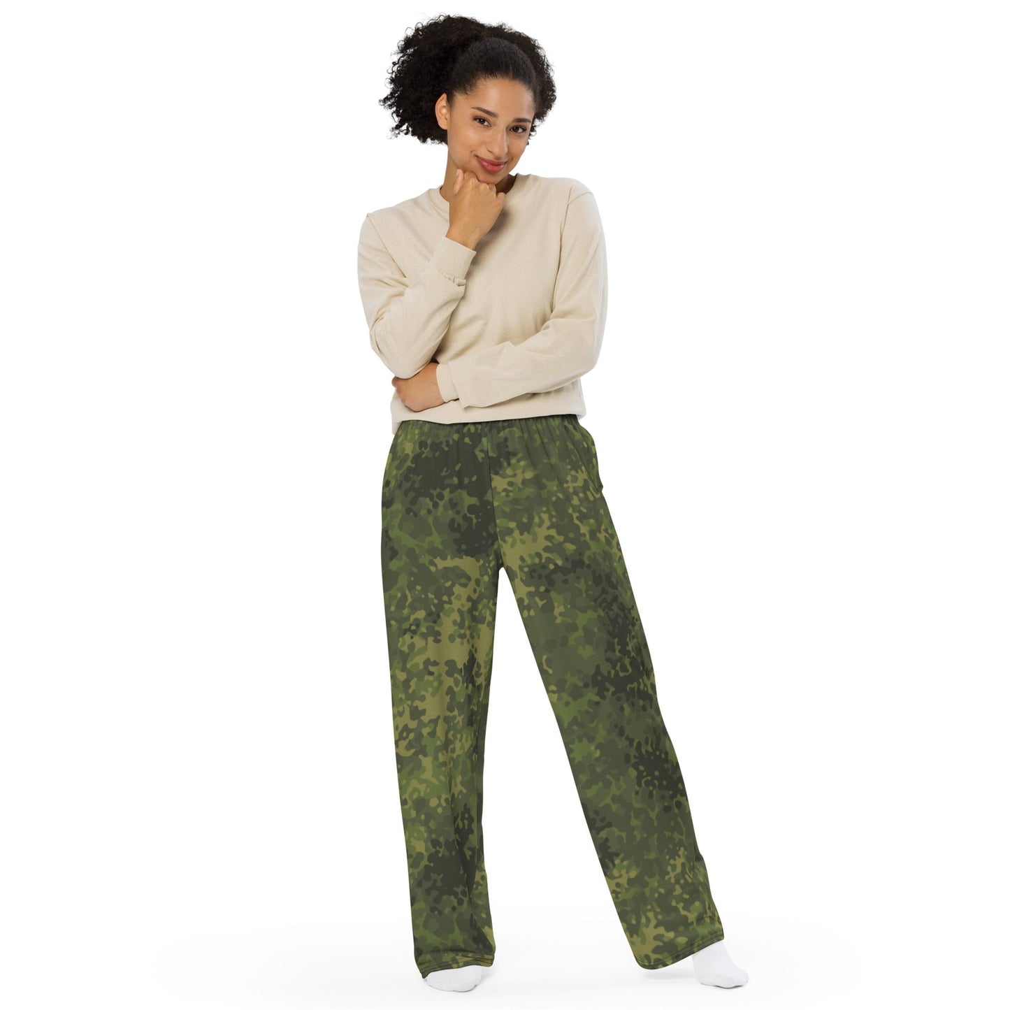 German Flecktarn Tropical CAMO Unisex Wide-Leg Leisure Pants