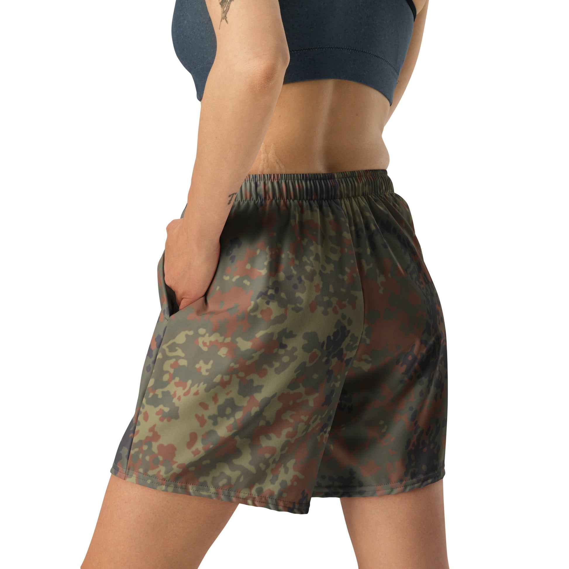 German Flecktarn CAMO Unisex Athletic Long Shorts