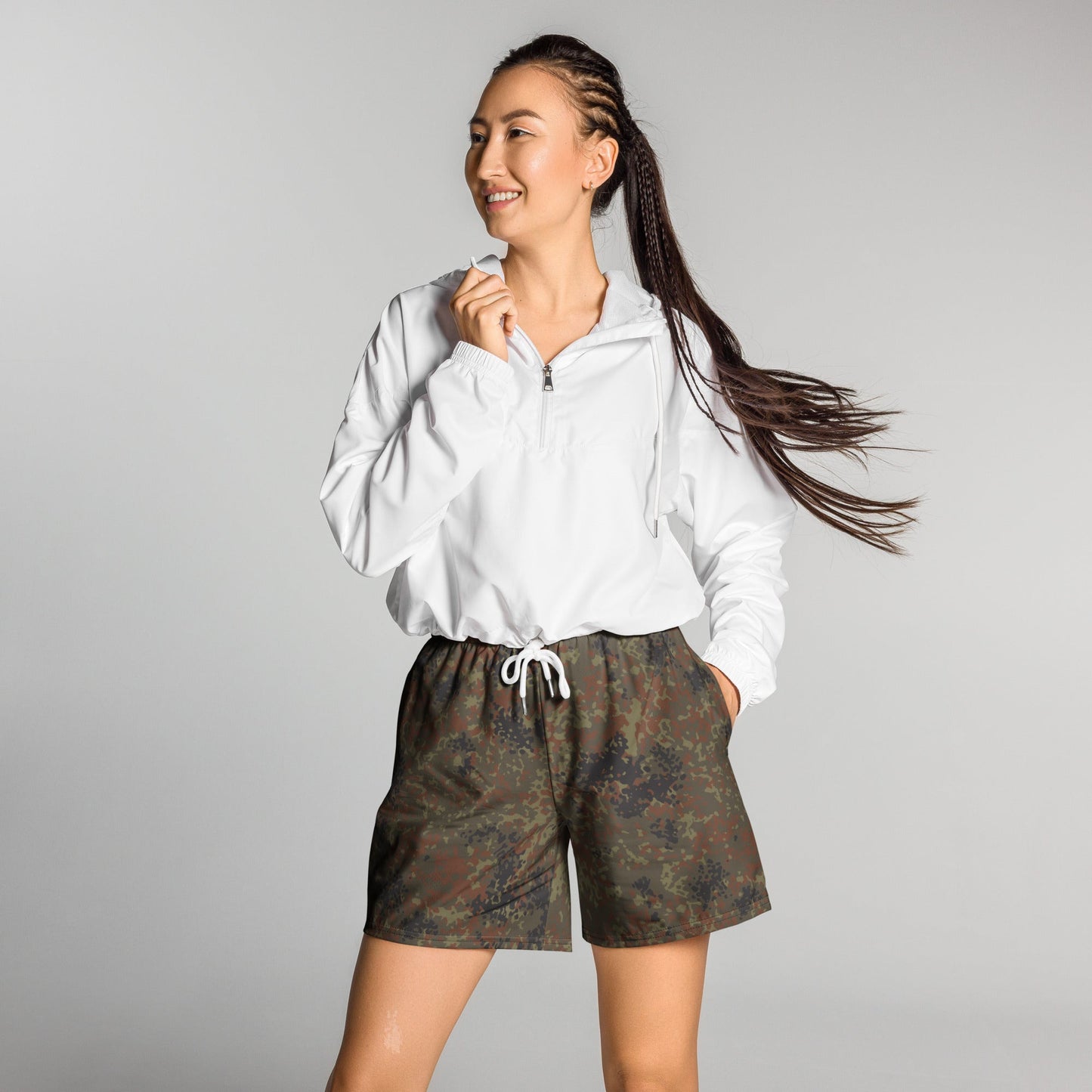 German Flecktarn CAMO Unisex Athletic Long Shorts