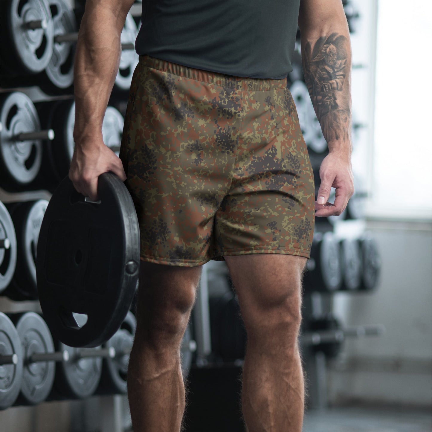 German Flecktarn CAMO Unisex Athletic Long Shorts - XS