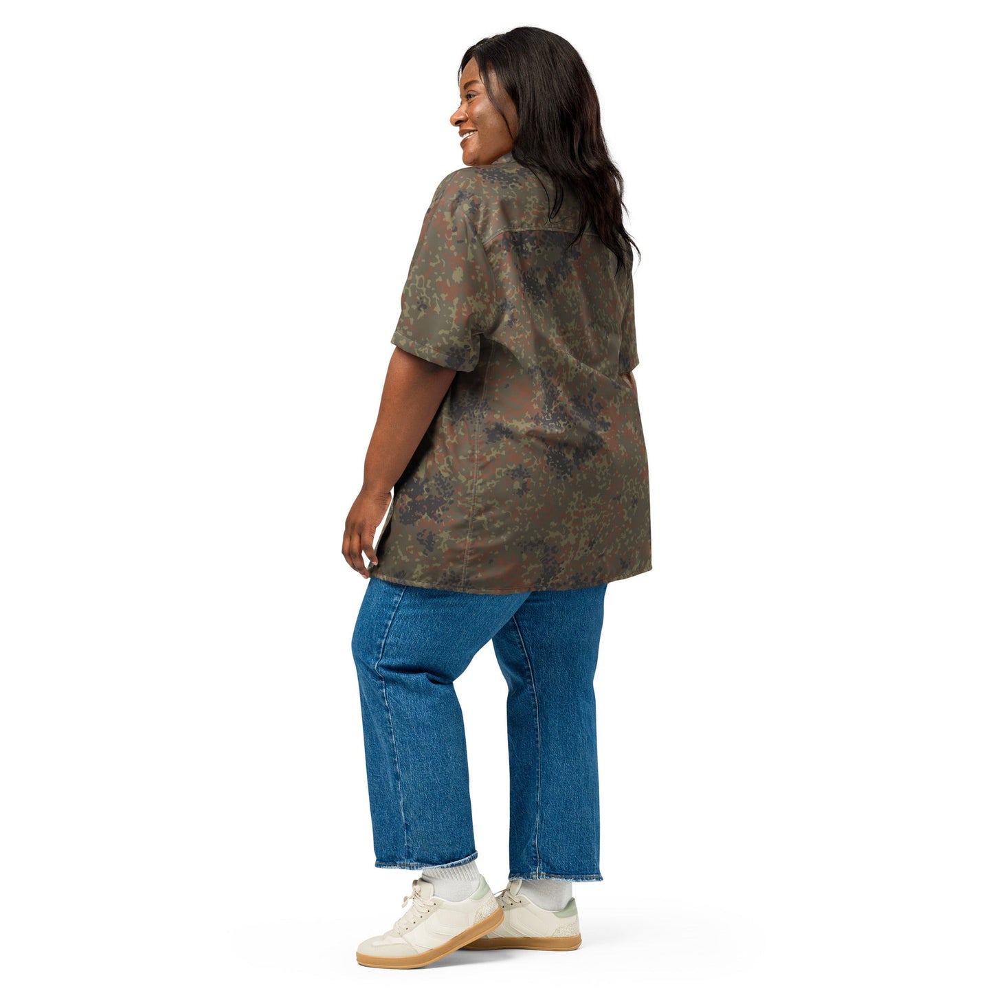 German Flecktarn CAMO Unisex Short-Sleeve Button Shirt