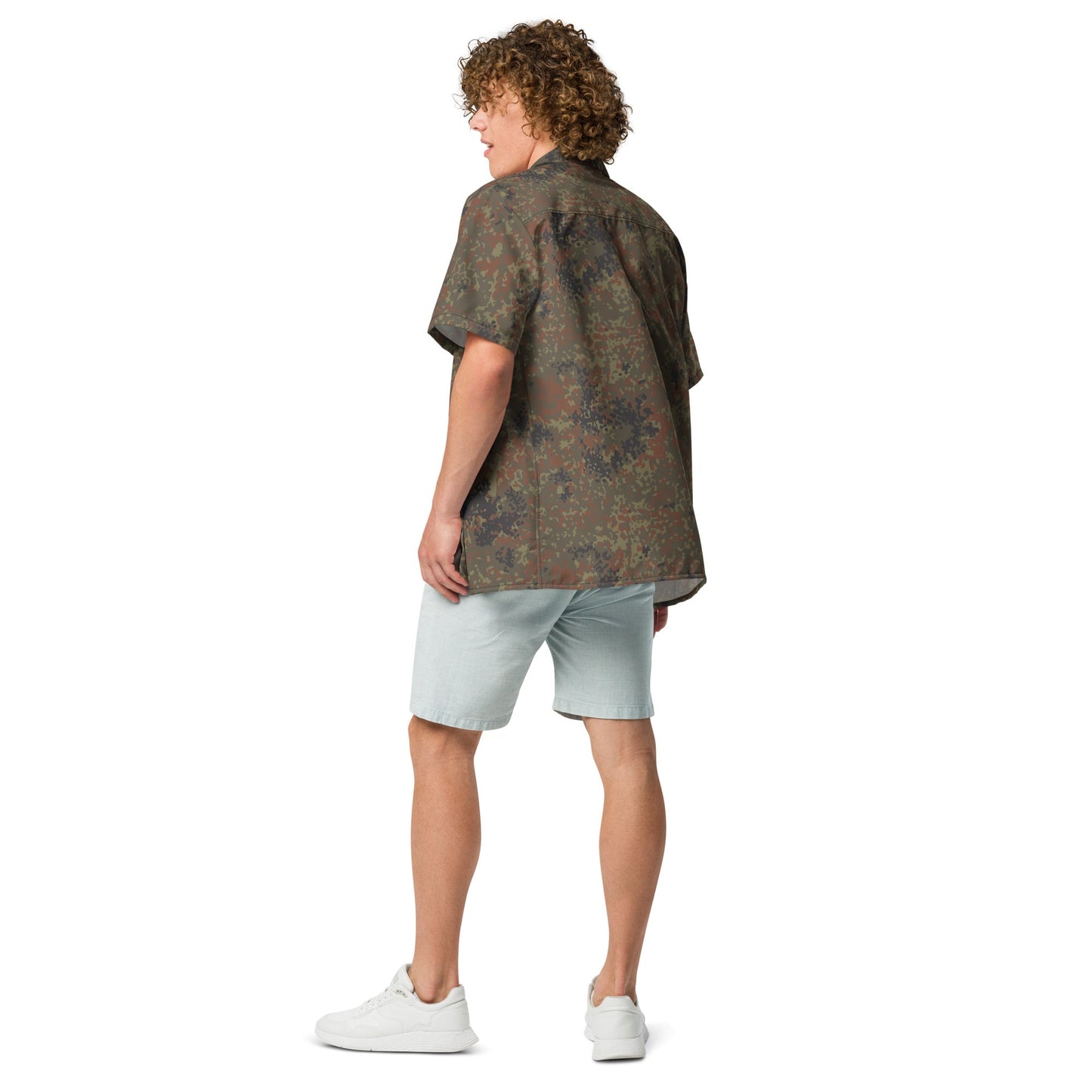 German Flecktarn CAMO Unisex Short-Sleeve Button Shirt
