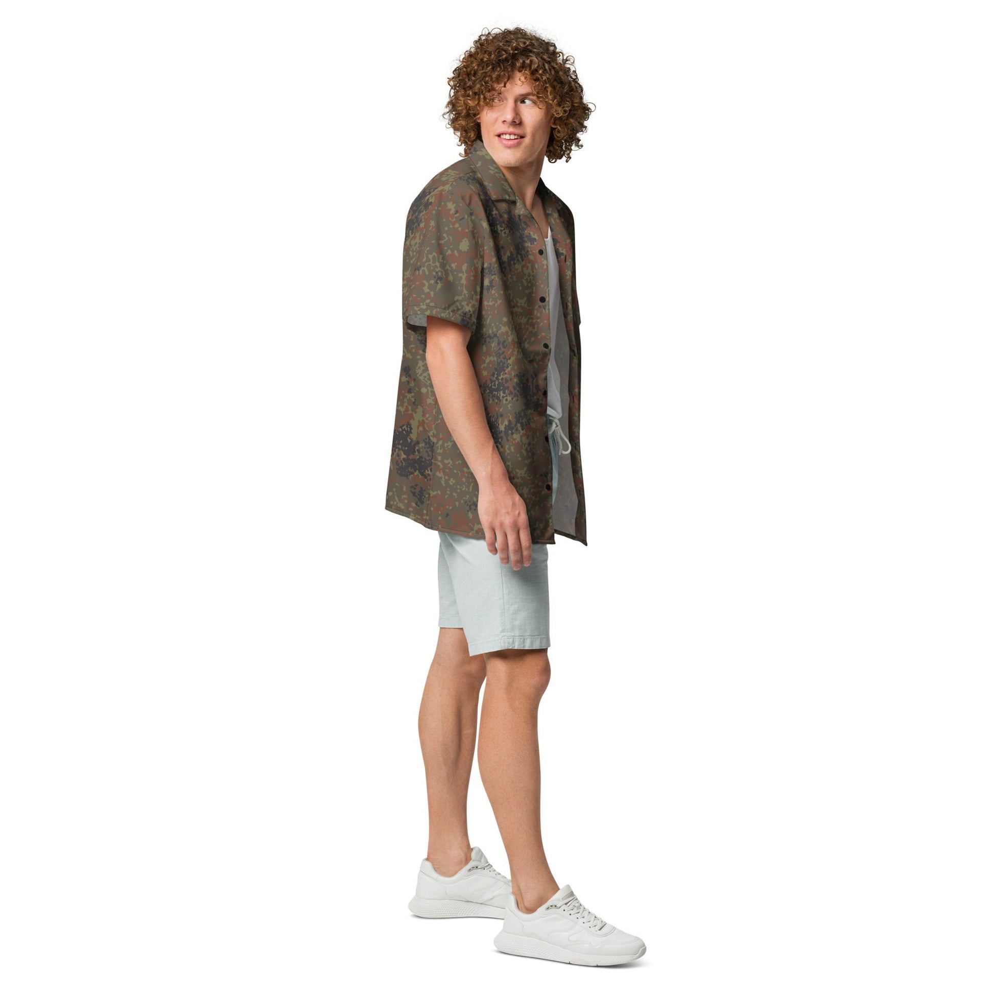 German Flecktarn CAMO Unisex Short-Sleeve Button Shirt