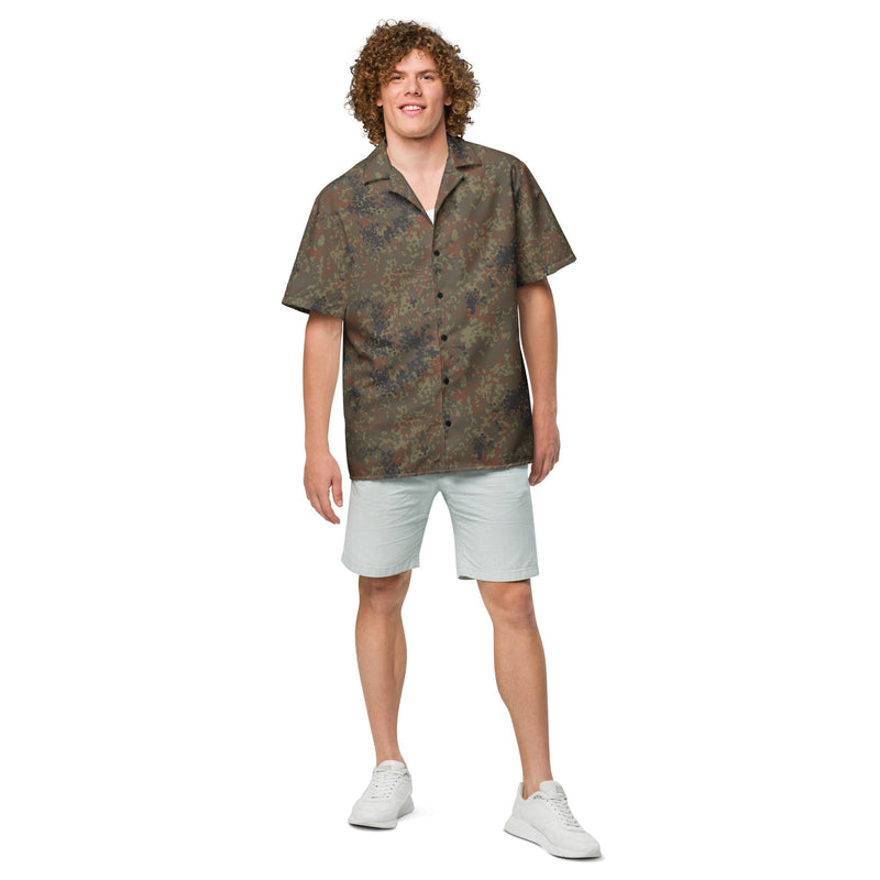 Flecktarn Bundeswehr Woodland CAMO Unisex Short-Sleeve Button Shirt - Button-Up