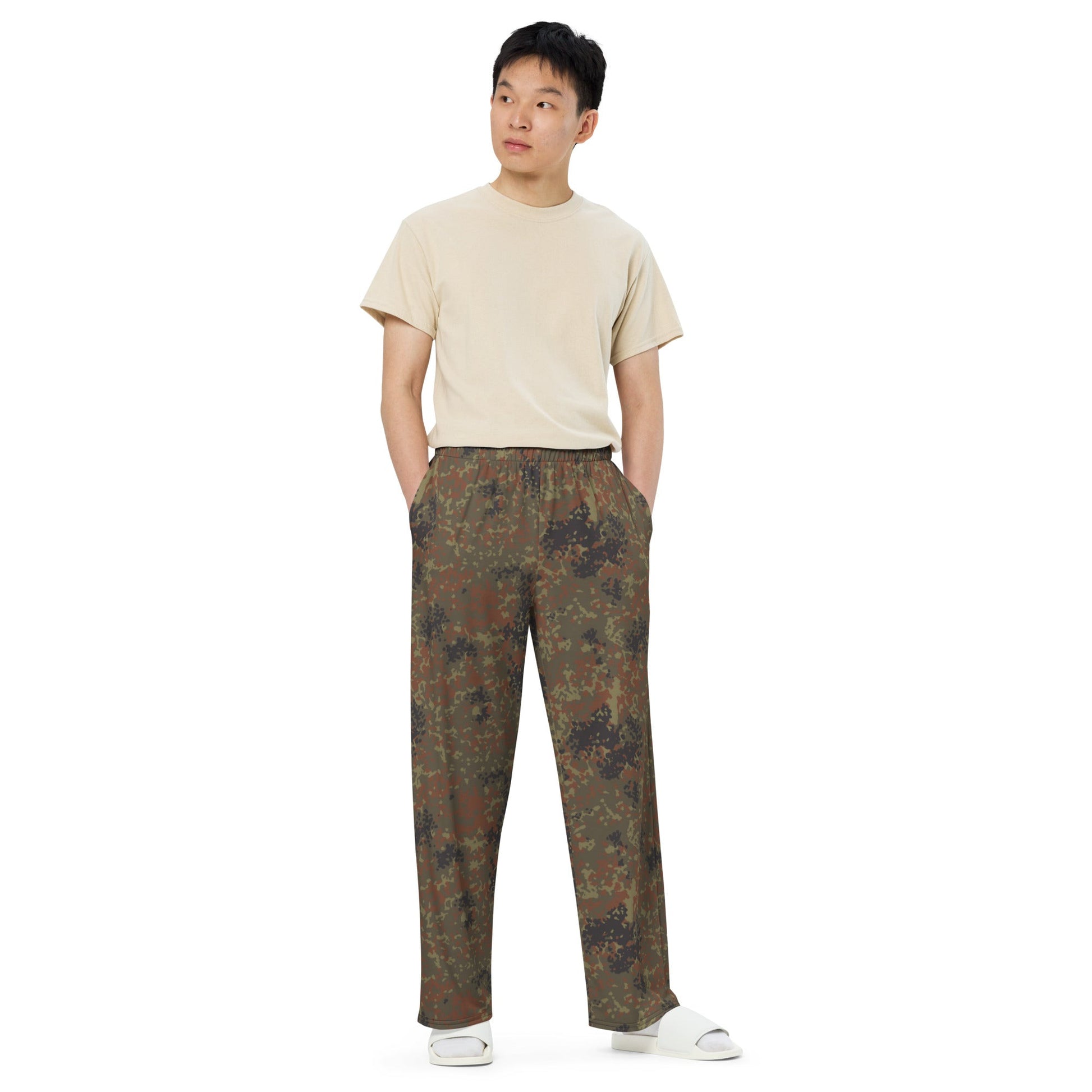 German Flecktarn CAMO Unisex Wide-Leg Leisure Pants
