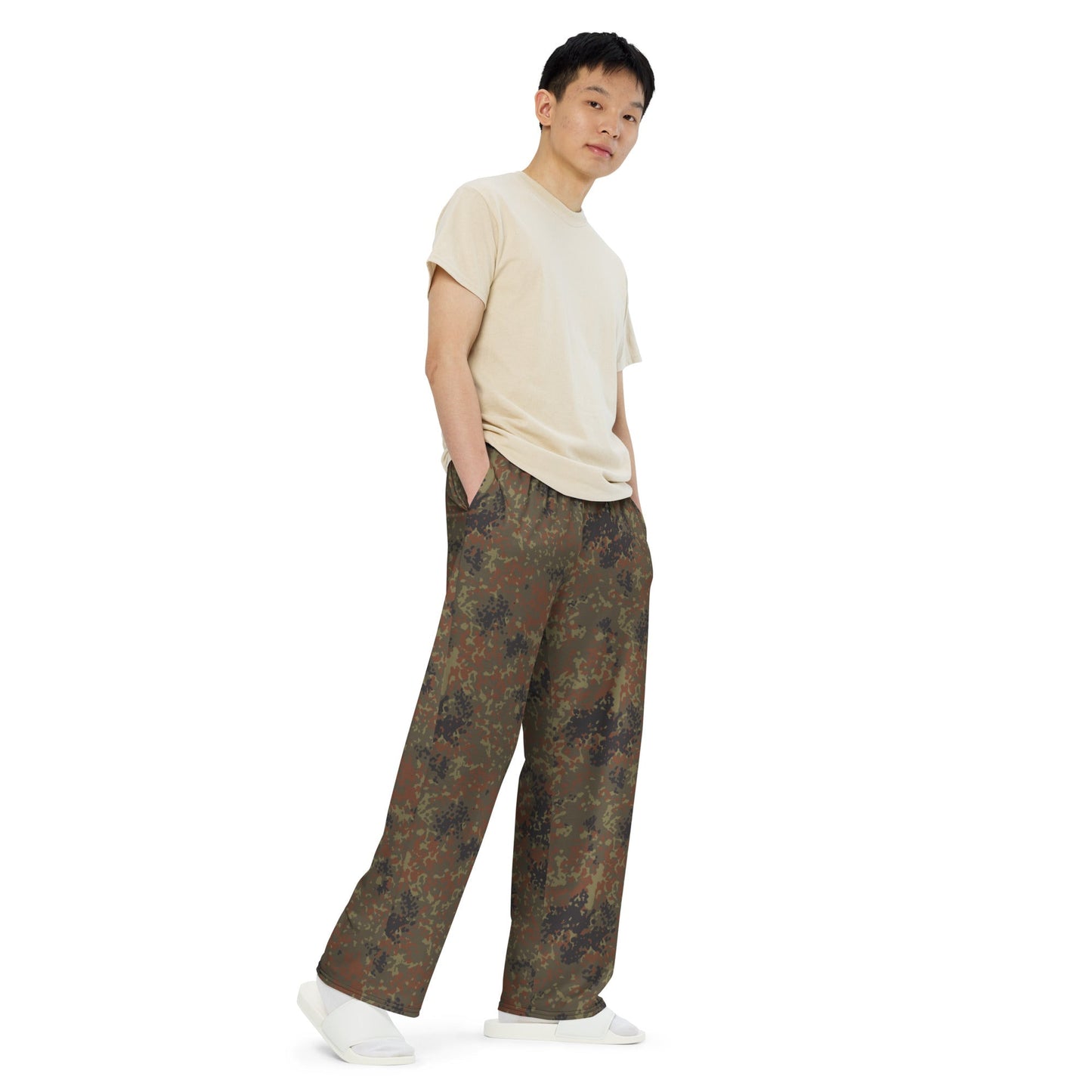 German Flecktarn CAMO Unisex Wide-Leg Leisure Pants