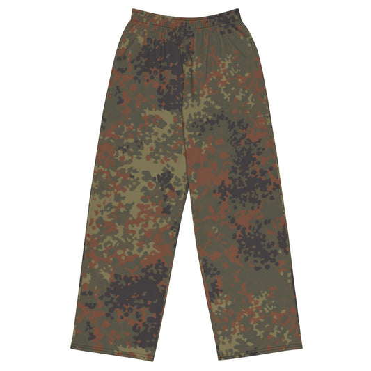 German Flecktarn CAMO unisex wide-leg pants - 2XS - Unisex Wide-Leg Pants