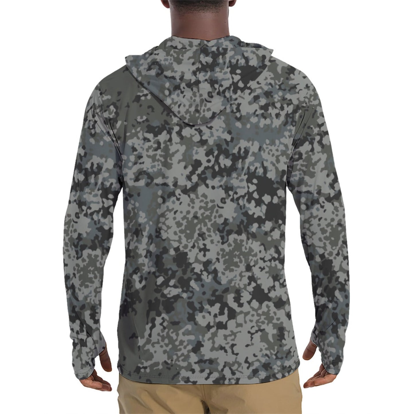 German Flecktarn Urban CAMO Mens Sunscreen Sports Hoodie With Thumb Holes - Hoodies