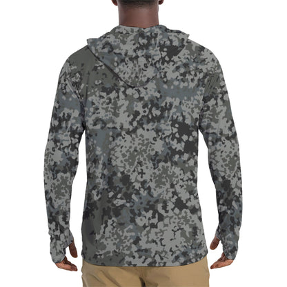 German Flecktarn Urban CAMO Mens Sunscreen Sports Hoodie With Thumb Holes - Hoodies