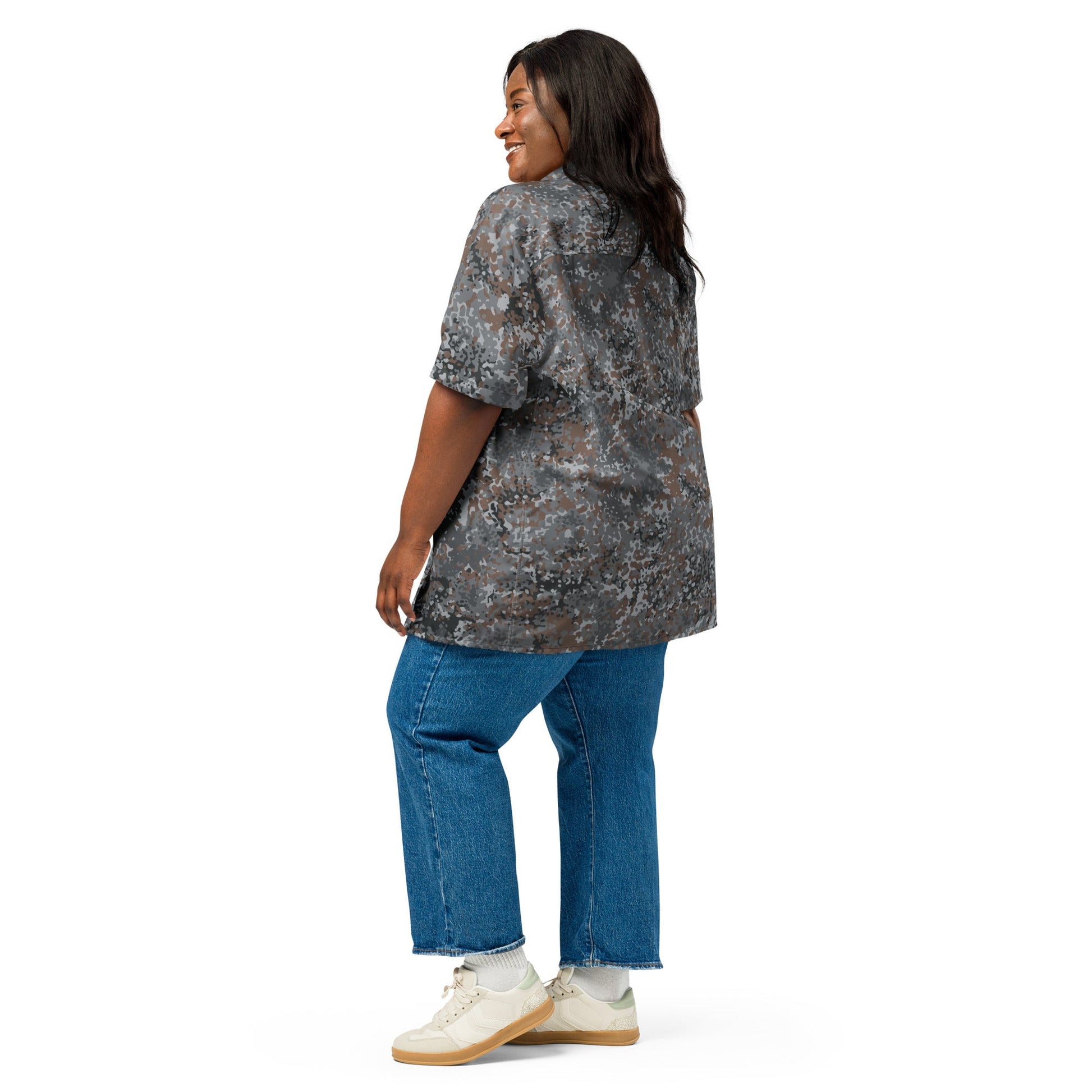 German Flecktarn Urban CAMO Unisex Short-Sleeve Button Shirt