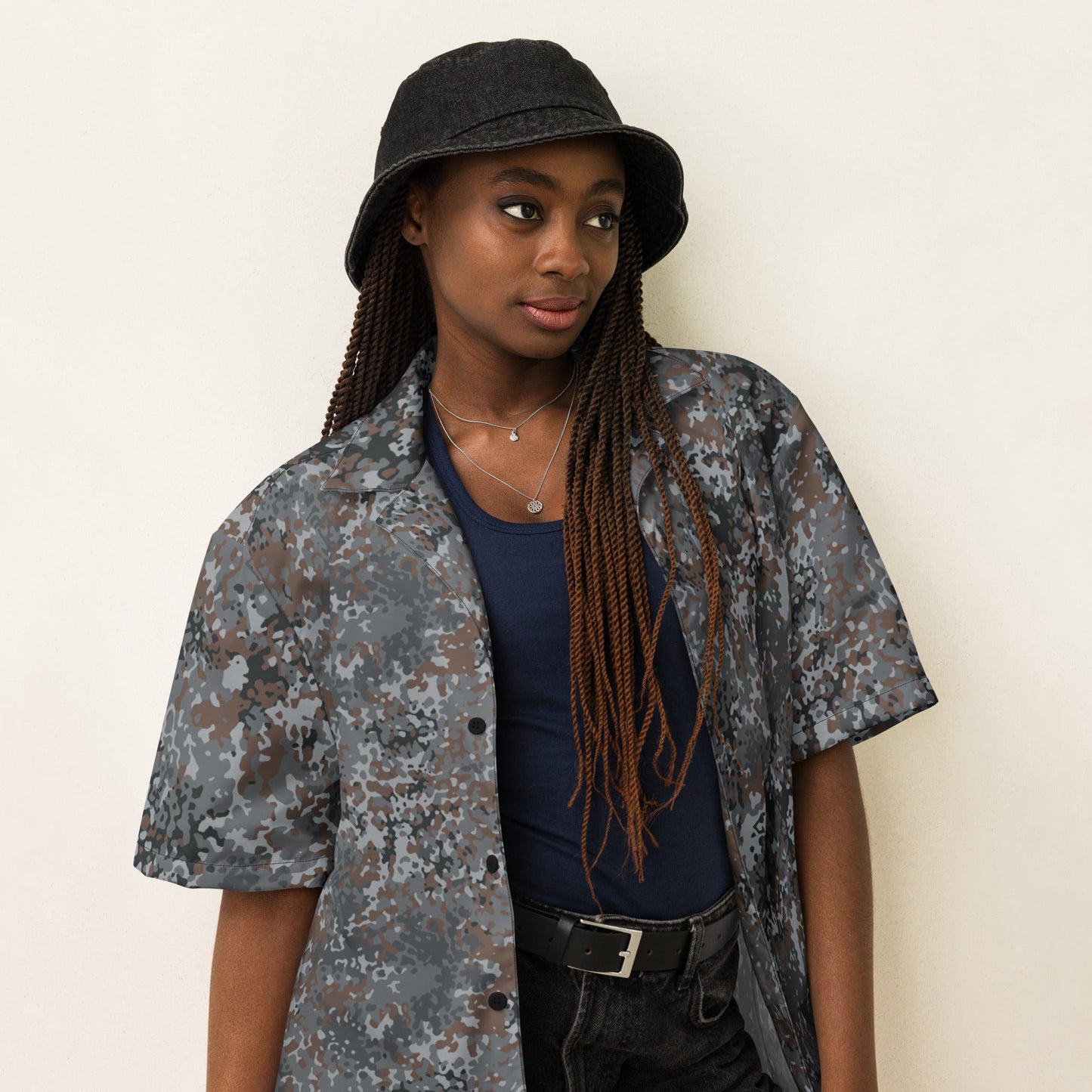 German Flecktarn Urban CAMO Unisex Short-Sleeve Button Shirt