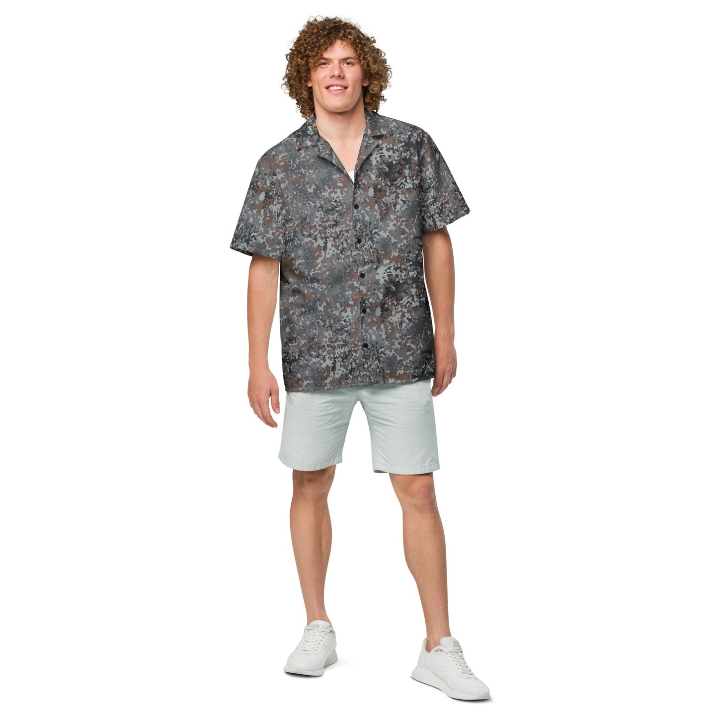 German Flecktarn Urban CAMO Unisex Short-Sleeve Button Shirt