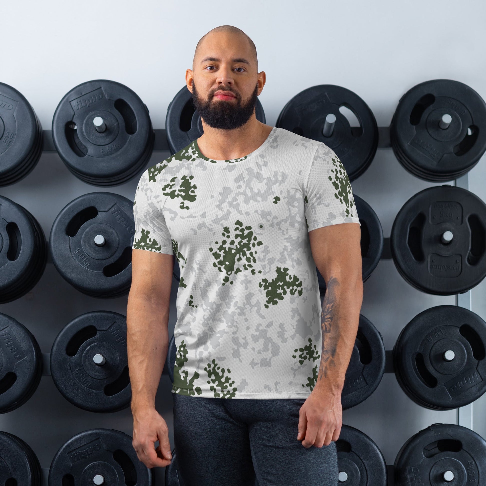 German Flecktarn Winter CAMO Mens Athletic T-shirt - XS - T-Shirts