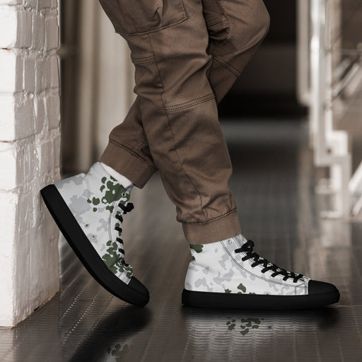 Flecktarn Bundeswehr Winter CAMO Mens High-Top Canvas Shoes - Black / 5