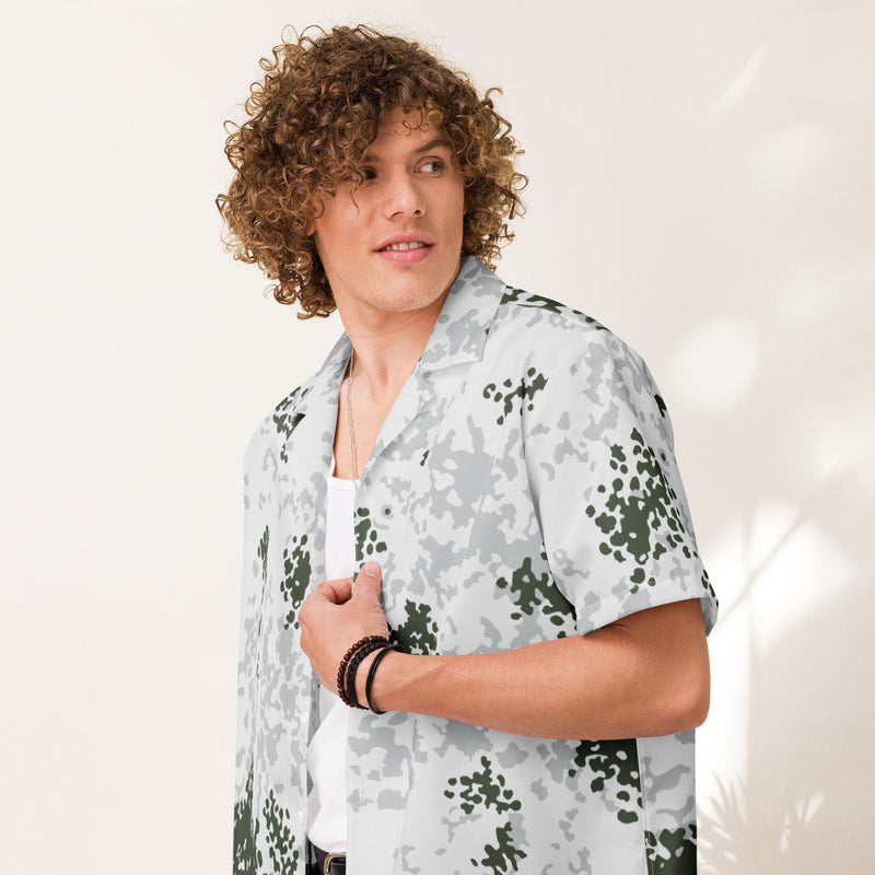 Flecktarn Bundeswehr Winter CAMO Unisex Short-Sleeve Button Shirt - Button-Up
