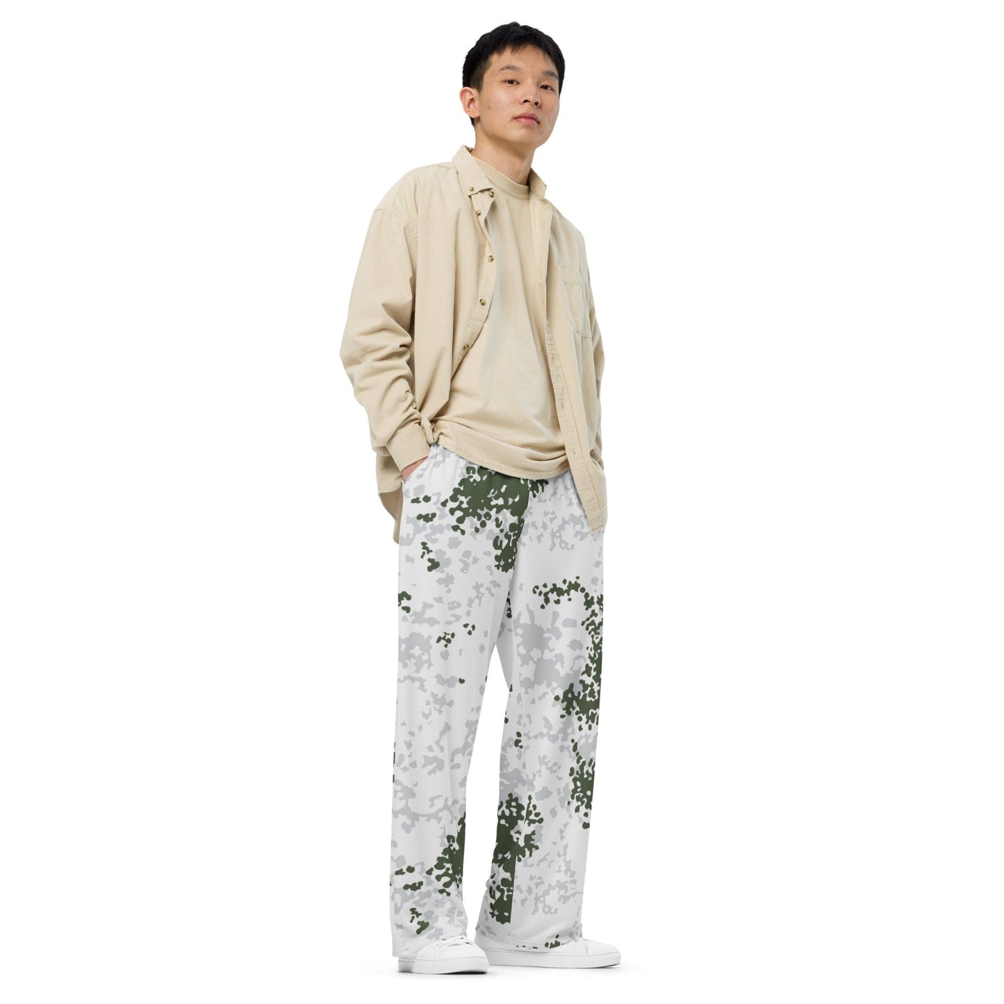 German Flecktarn Winter CAMO unisex wide-leg pants - Unisex Wide-Leg Pants