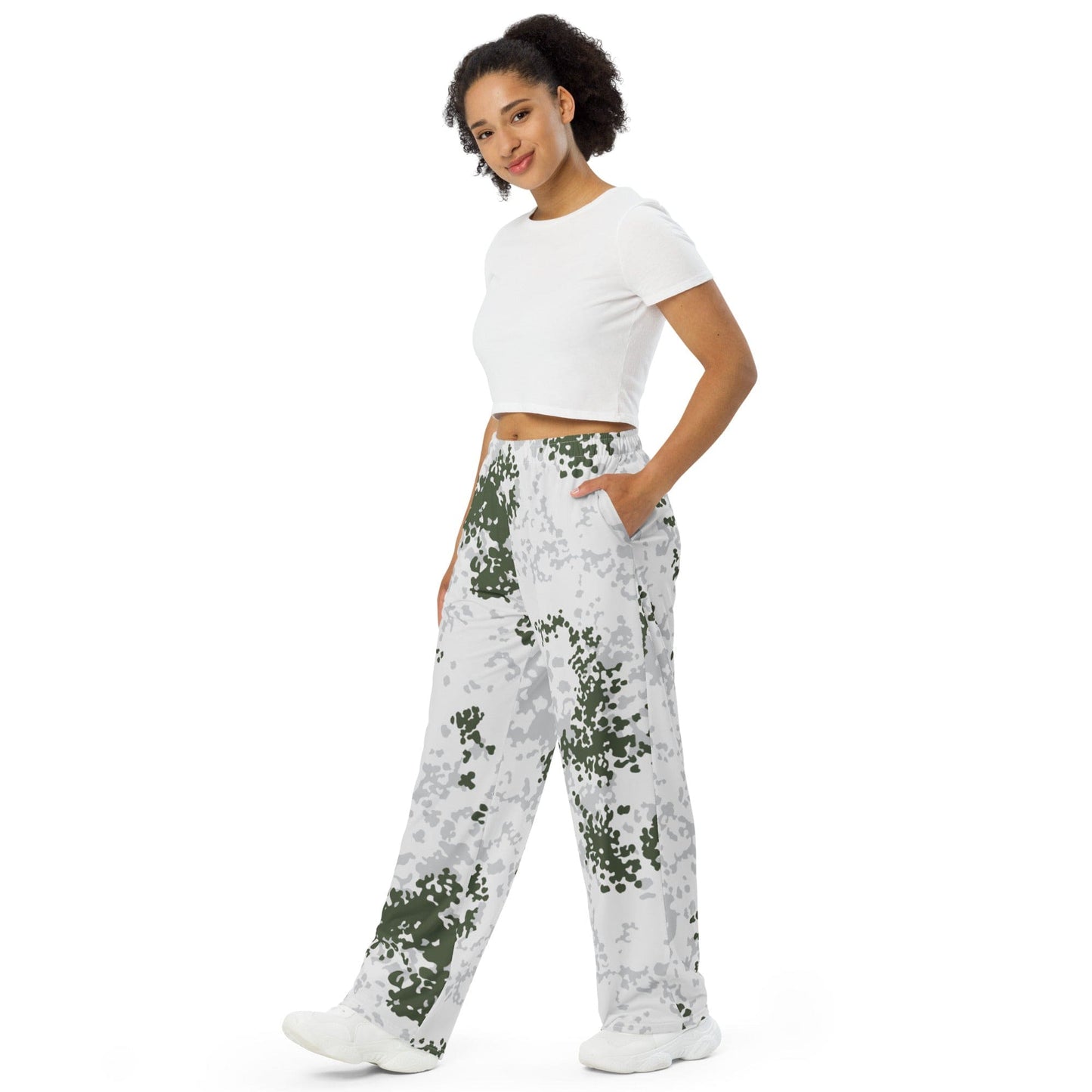 German Flecktarn Winter CAMO unisex wide-leg pants - Unisex Wide-Leg Pants