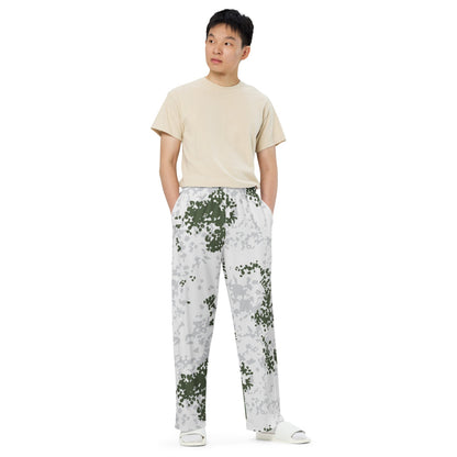 German Flecktarn Winter CAMO unisex wide-leg pants - Unisex Wide-Leg Pants