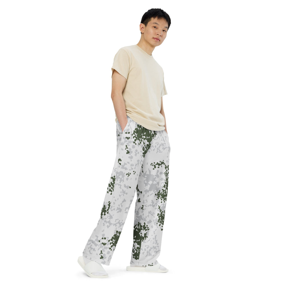 German Flecktarn Winter CAMO unisex wide-leg pants - Unisex Wide-Leg Pants