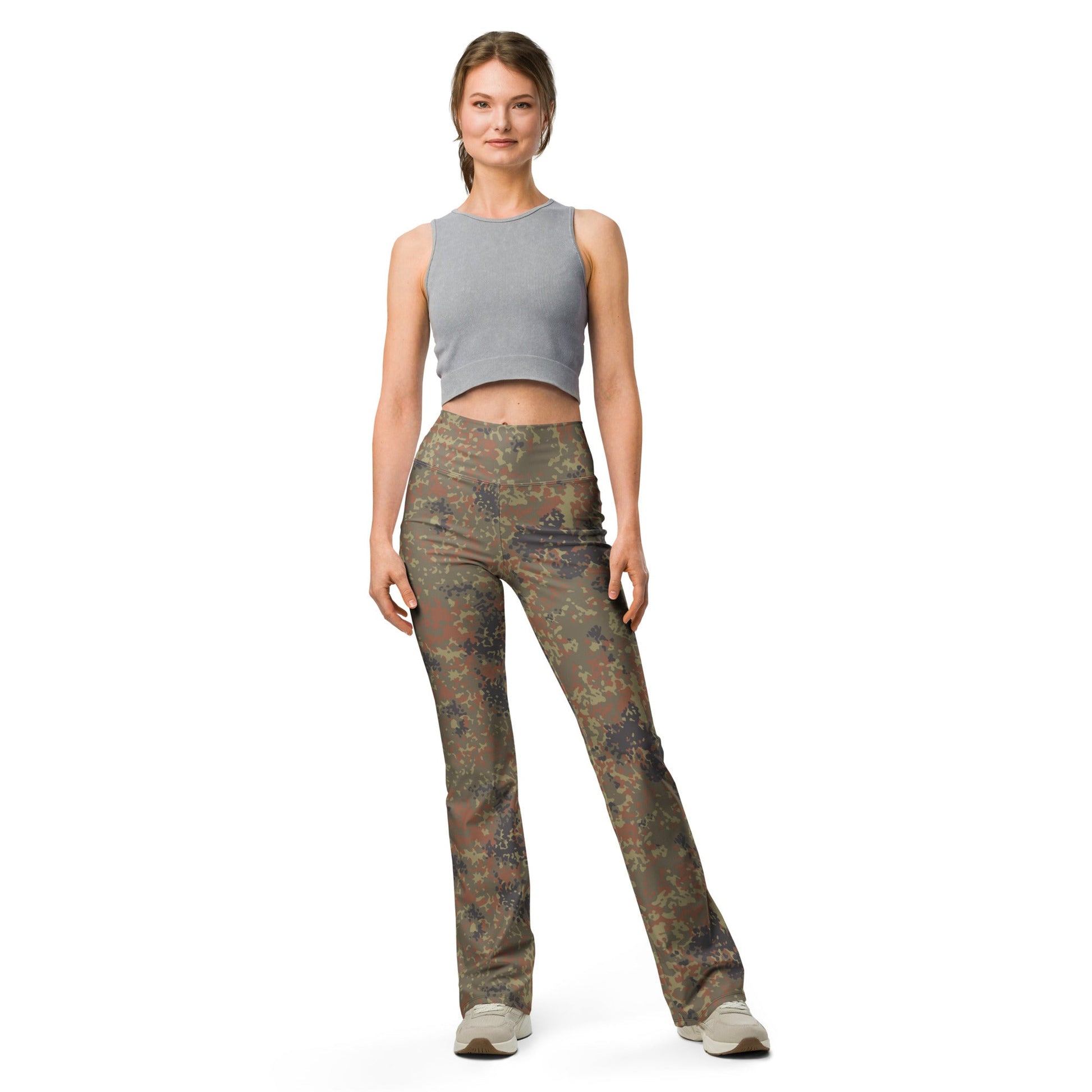 German Flecktarn CAMO Womens Flare Leggings - 2XS