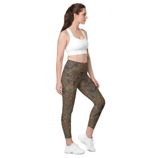 German Flecktarn CAMO Womens Leggings with Pockets - 2XS