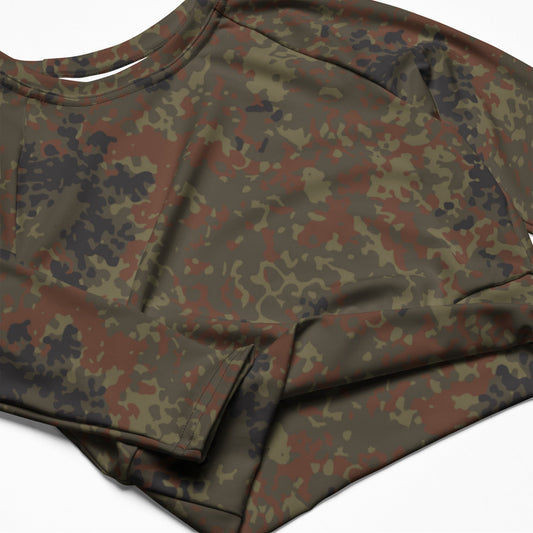 German Flecktarn CAMO Womens Long-Sleeve Crop Top
