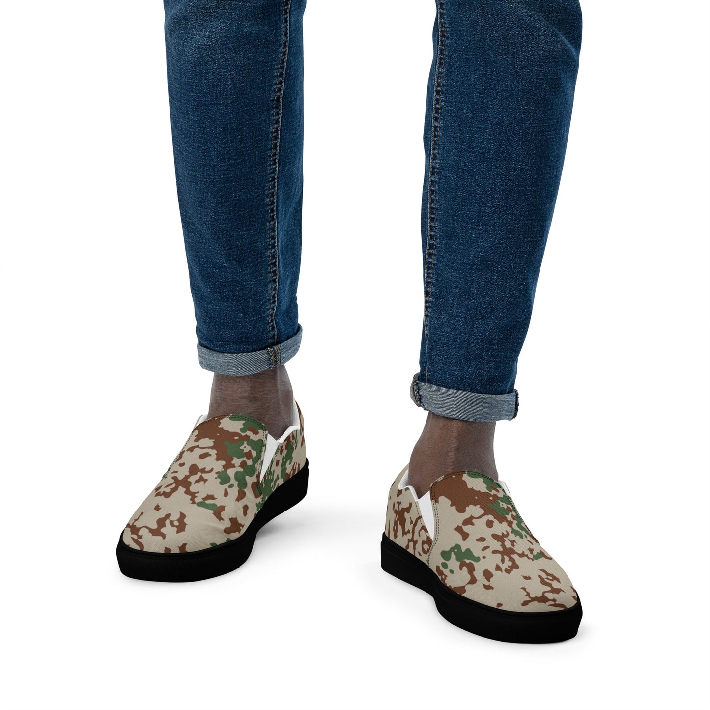 German Flecktarn Wüstentarn Desert CAMO Mens Slip-On Canvas Shoes