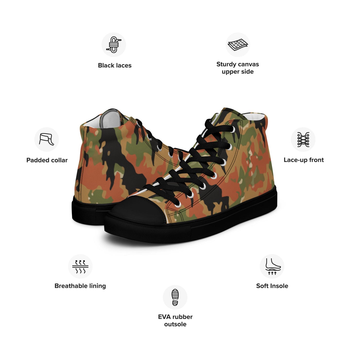 German Leibermuster Autumn CAMO Mens high top canvas shoes - High Top Canvas Shoes