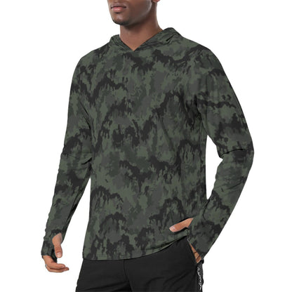 German Leibermuster Nachtjager CAMO Mens Sunscreen Sports Hoodie With Thumb Holes - S / White